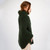 ML133 102 ARMY GREEN Colour Irish Aran Poncho In 100% Merino Wool Side View ShopAran.com