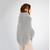 ML133 103 GREY Colour Irish Merino Wool Poncho Cowl Neck Cable Stitch Studio ASide View ShopAran.com