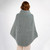 ML133 113 MISTY BLUE Colour Women’s Irish Poncho Merino Wool Cable Knit Back Side View ShopAran.com