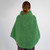ML133 105 GREEN Colour Cowl Neck Aran Poncho Soft Merino Wool Back Side View ShopAran.com