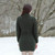 ML143 102 ARMY GREEN Aran Knitted Cardigan for Women Long Design Back Side View Shoparan.com