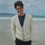 A758 162 NATURAL WHITE Colour Men’s Traditional Aran Cardigan In Merino Wool ShopAran.com