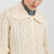 ML109  100  NATURAL  WHITEColour Merino Wool Irish Traditional Cardigan For Women Aran Stitches Closeup View ShopAran.com