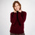 ML150 108 WINE RED Colour Ladies Merino Wool Aran Sweater ShopAran.com