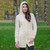 ML110 102  NATURAL WHITE Colour Irish Cable Knit Hooded Cardigan ShopAran.com