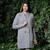 ML131 103 GREY Colour Ladies Irish Aran Coat with Shawl Collar Lifestyle ShopAran.com