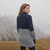 AWL320 304 NAVY Colour Cozy Merino Wool Herringbone Coat for Women Back Side View ShopAran.com