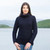 ML117 104 NAVY Colour Aran Knitted Sweater for Women with Funnel Neck on ShopAran.com