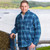 Men's Plaid Fleece Jacket Blue & Navy Plaid Lifestyle On Scottishwebstore.com