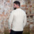 Men's Cable Knit Crew Neck Aran Wool Jumper Natural  Back Side Scotishwebstore.com