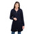 Iona Hooded Aran Zipper Coat Navy Front Side Studio Shop Online On Scottishwebstore.com