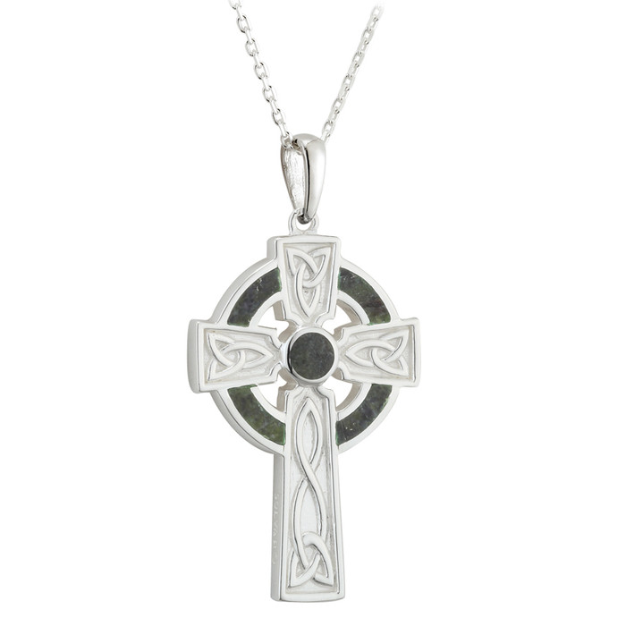 Sterling Silver Small Marble Cross Pendant ExclusivelyIrish.com