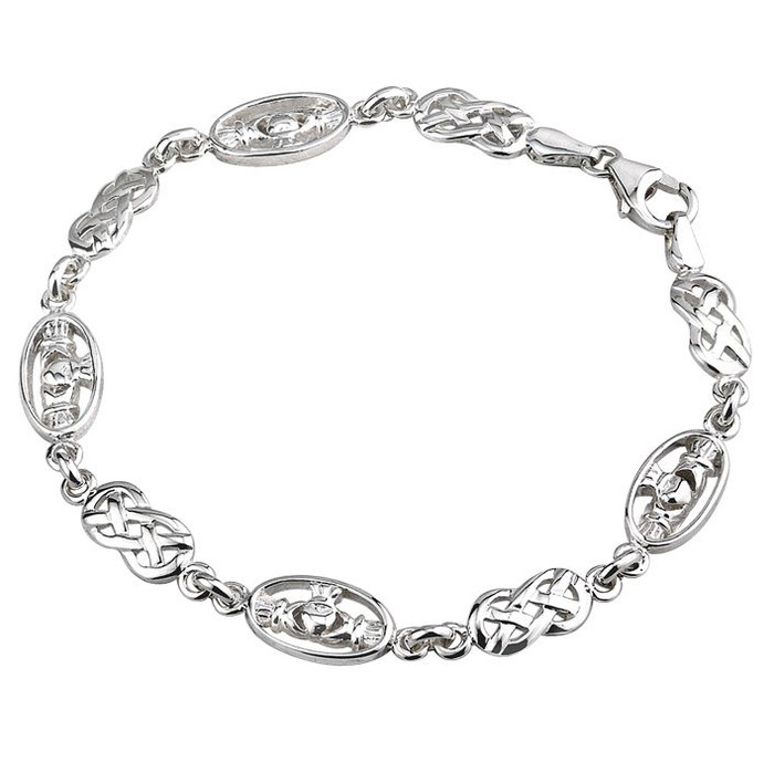 Sterling Silver Four Claddagh Bracelet ExclusivelyIrish.com