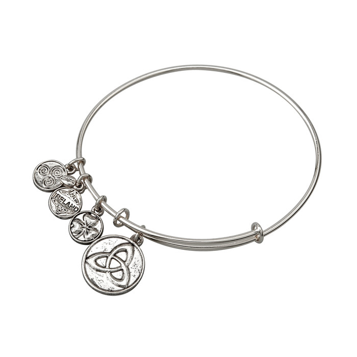 Silver Tone Trinity Charm Bangle ExclusivelyIrish.com