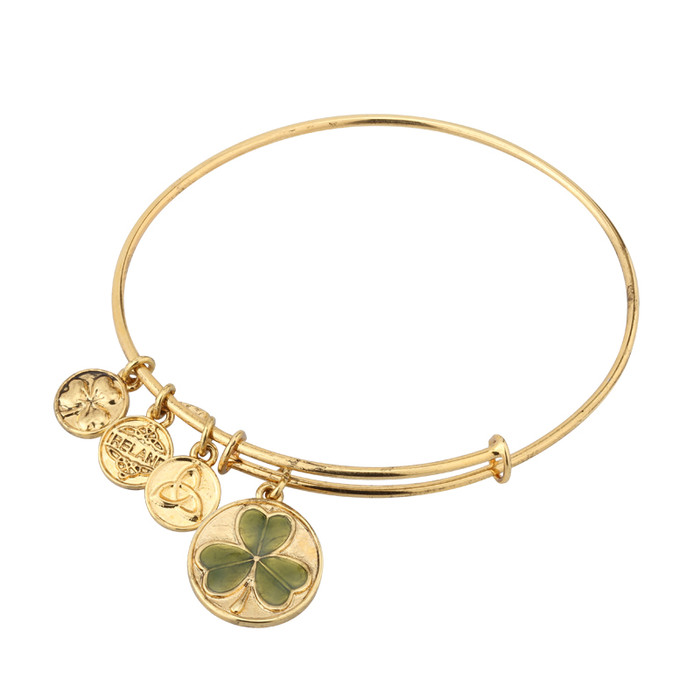 Gold Tone Enamel Shamrock Bangle ExclusivelyIrish.com