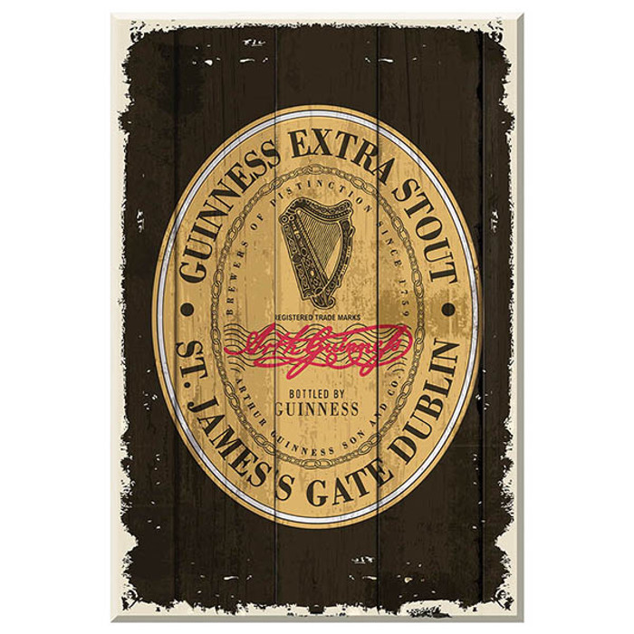 Guinness Nostalgic Wooden Sign-Heritage Label ExclusivelyIrish.com