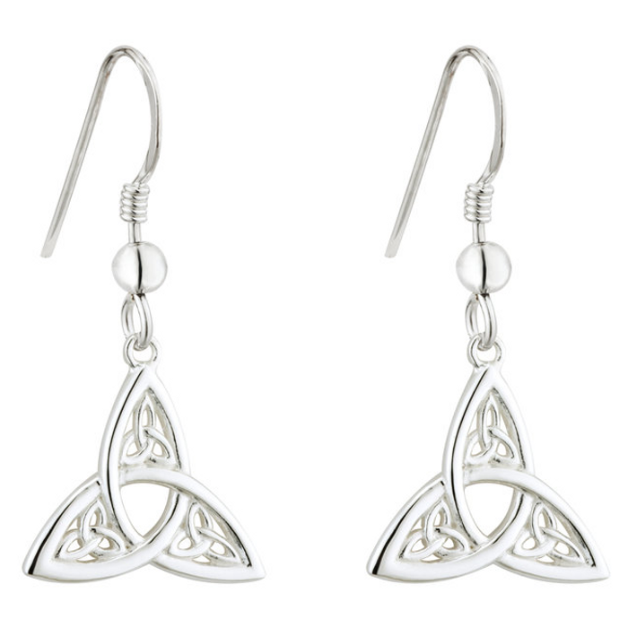 Silver Trinity Knot Drop Earrings ExclusivelyIrish.com
