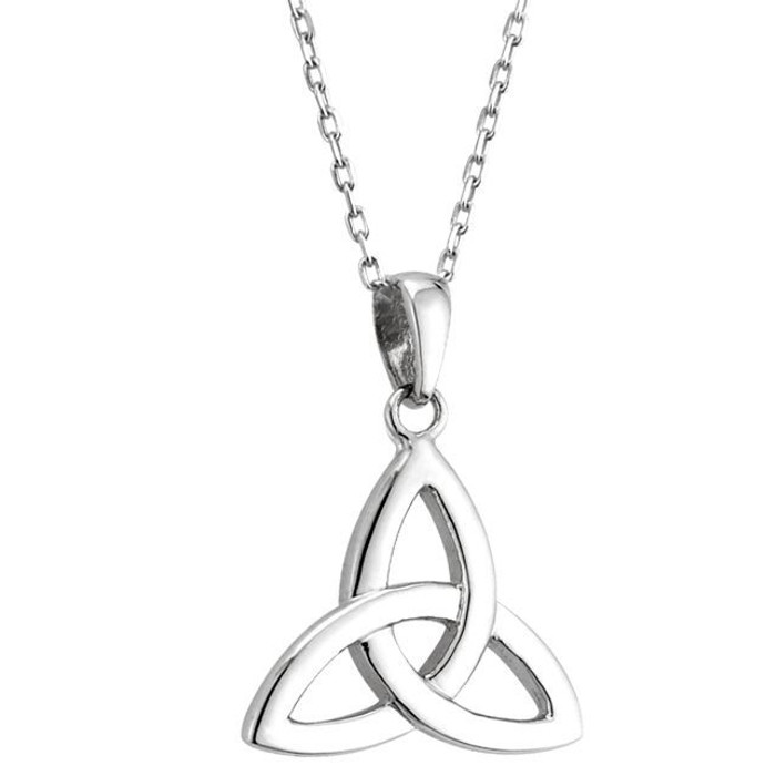 14K White Gold Medium Trinity Knot Pendant ExclusivelyIrish.com