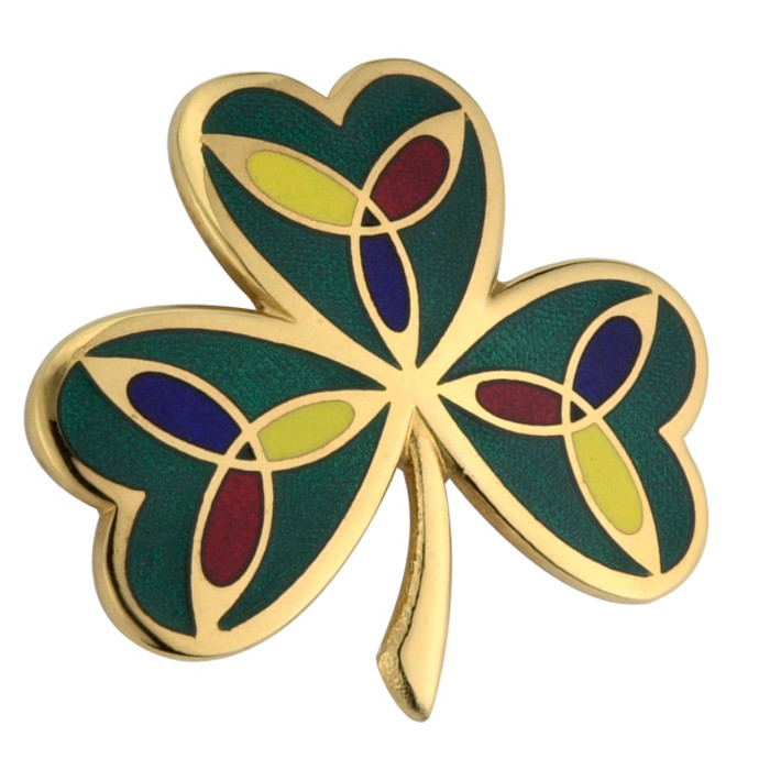 Gold Plated Shamrock Brooch ExclusivelyIrish.com