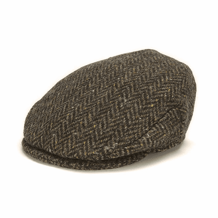 Vintage Irish Tweed Flat Cap in Brown Herrigbone Pattern – 100% Wool ExclusivelyIrish.com
