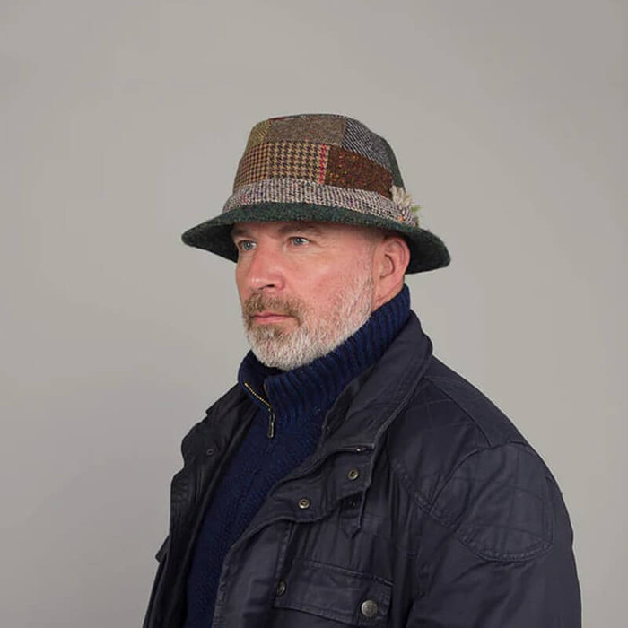 831-Patch Irish Tweed Walking Hat with Patchwork Pattern Made in Ireland ExclusivelyIrish.com
