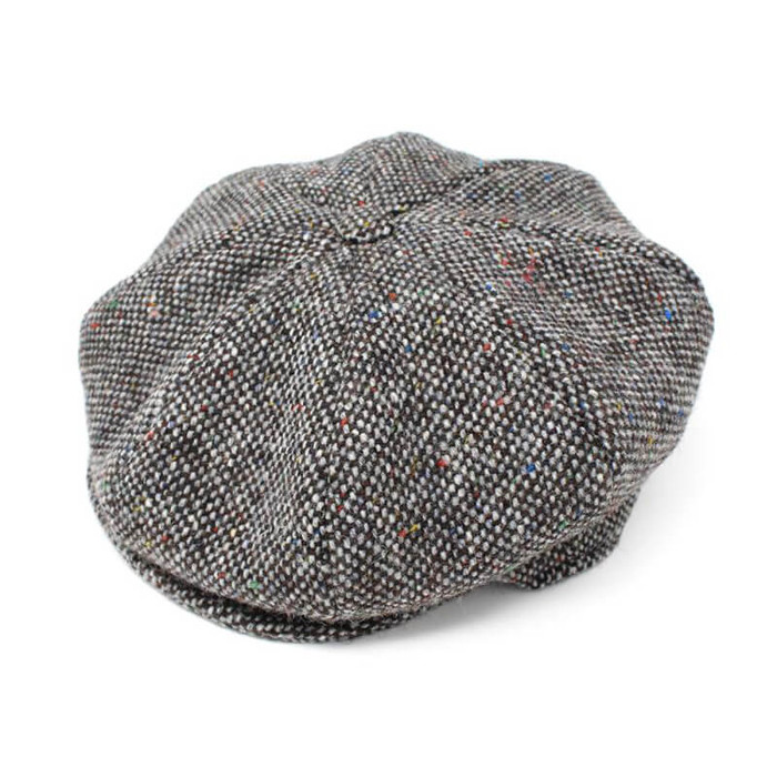 95B2-411B Eight Piece Irish Cap Tweed Made in Ireland Grey Salt and Pepper ExclusivelyIrish.com