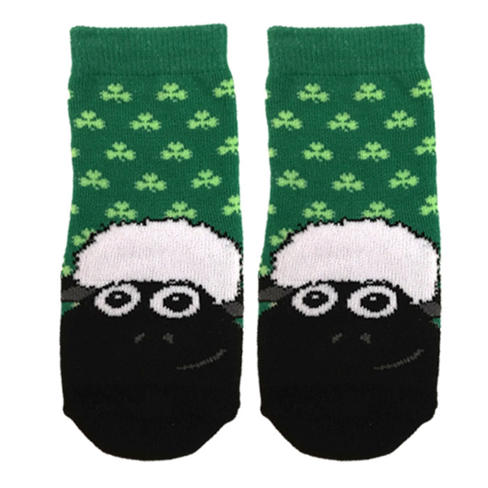 Green Shamrock Sheep Face Kids Socks ExclusivelyIrish.com