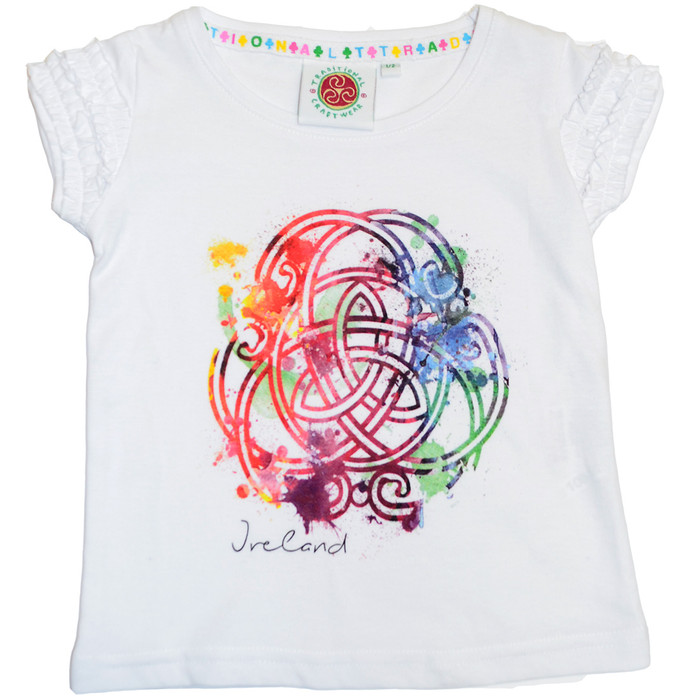 White Colour Celtic Knot Frill T-Shirt ExclusivelyIrish.com