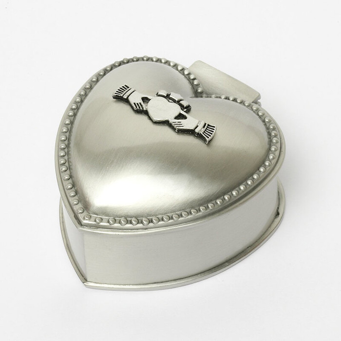 2028 Mullingar Pewter Claddagh Heart Shape Jewelry Box ExclusivelyIrish.com