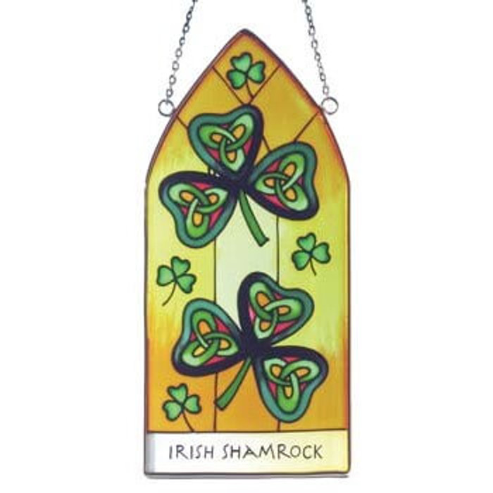 Irish Shamrock Stained Glass Gothic Panel ExclusivelyIrish.com