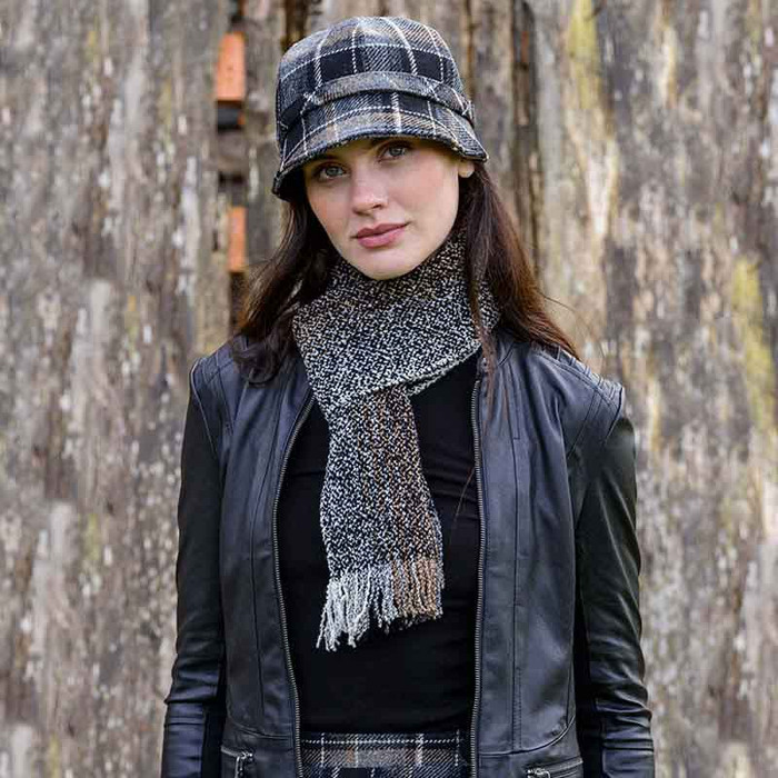 MWV28 Mucros Weavers Grey 62" Cashmere & Merino Wool Scarf Lifestyle ExclusivelyIrish.com