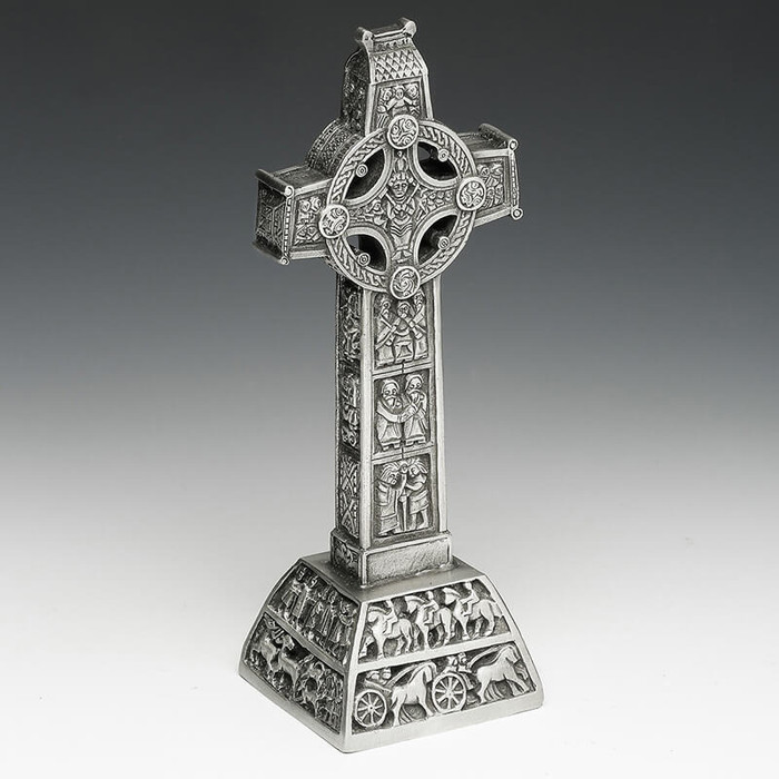 P293 Mullingar Pewter Clonmacnoise Standing Cross - 7.5 inch ExclusivelyIrish.com