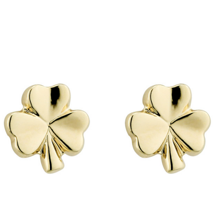 Gold Plated Small Shamrock Stud Earrings ExclusivelyIrish.com