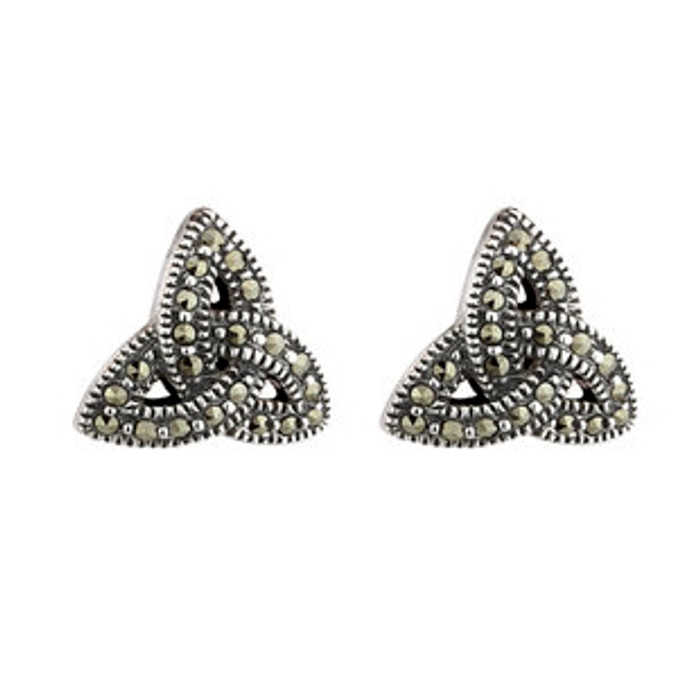 Sterling Silver Trinity Knot Marcasite Earrings ExclusivelyIrish.com