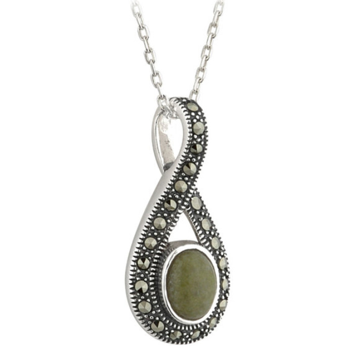 Sterling Silver Marble & Marcasite Pendant ExclusivelyIrish.com