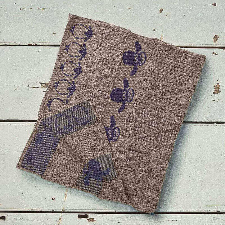 SHOP ONLINE B285975 ONE Colour Sheeps Baby Aran Blanket ON ShopAran.com