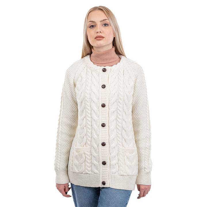 OAC-J025NAT Cable Knit Women’s Aran Jacket ShopAran.com