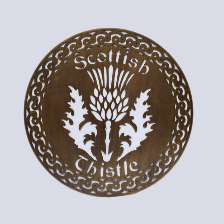 Metal Scottish Thistle Wall Art Antique Brass Scottishwebstore.com