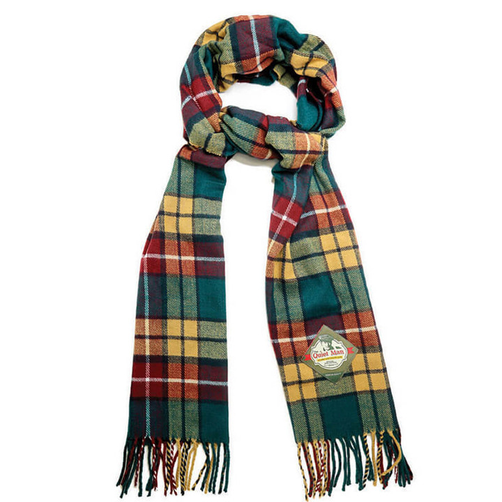 TPC-128453 Men's Plaid Scarf in Green & Yellow Overchecks Scottishwebstore.com