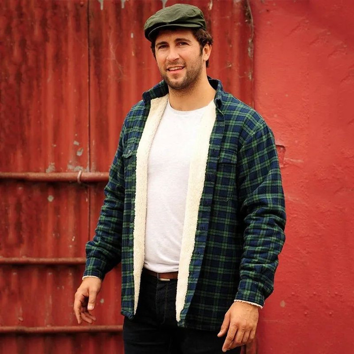 LV-FLFS-Lv6 Men Plaid Fleece Jacket BlackWatch Tartan  Lifestyle On Scottishwebstore.com