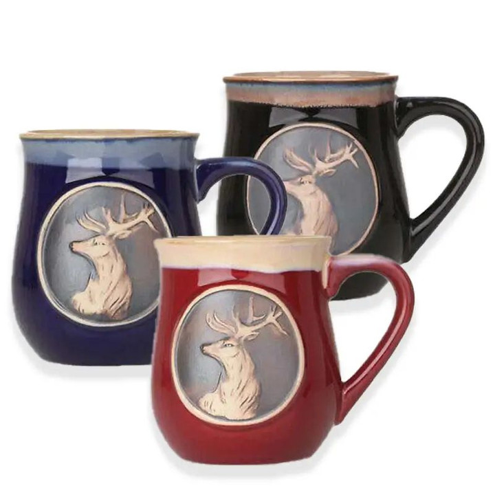 GA-PT1007 Highland Stag Embossed Stoneware Mug Scottishwebstore.com