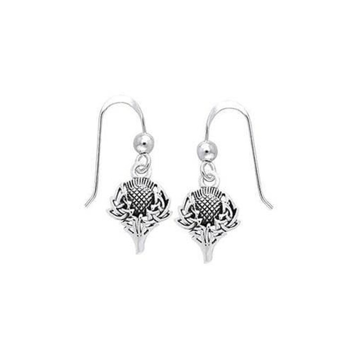 Ancient Scottish Spirit of Alba Thistle Drop Earrings in Silver Shop On Scottishwebstore.com