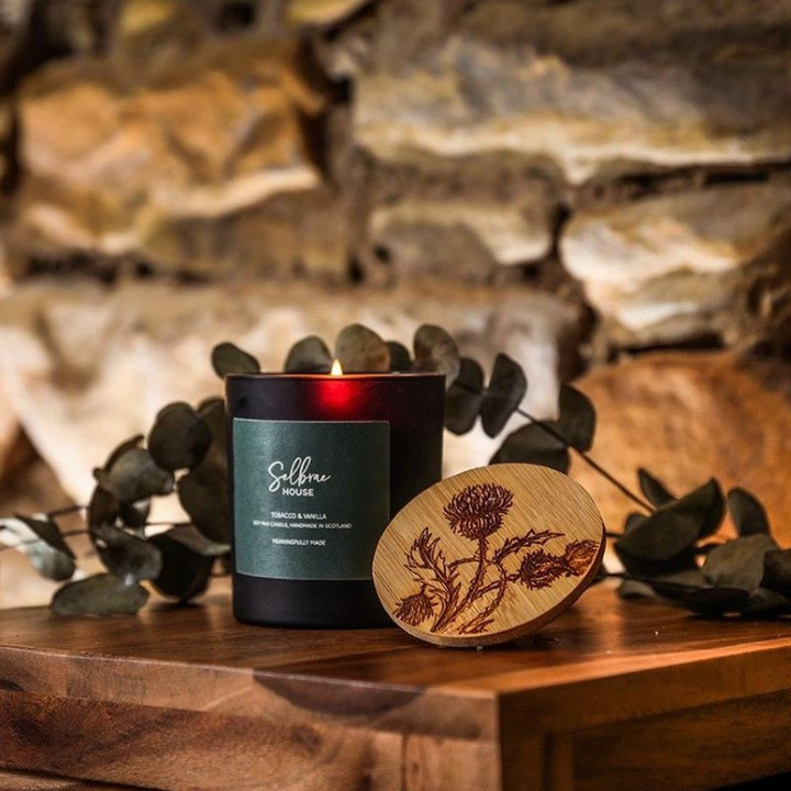 SH-JS/SO/SCB/TT Organic Handcrafted Thistle Candle - Tobacco & Vanilla Scottishwebstore.com