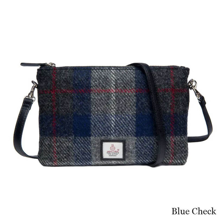 MCS-CB3014-TRT020-BLUE CHECK Colour Handwoven Harris Tweed Clutch Scottishwebstore.com