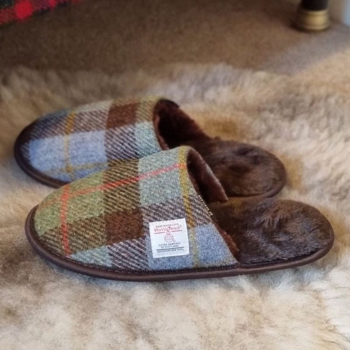 GA-LB6001-COL15 MACLEOD TARTAN Colour Tartan Designed Harris Tweed Slippers Lifestyle Scottishwebstore.com