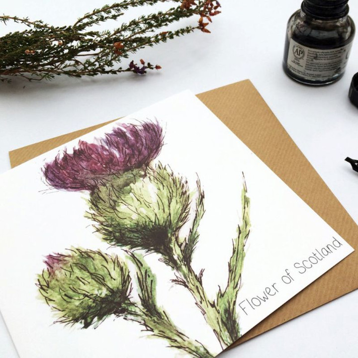 CB-HC-01 Scottish Thistle Painting Greeting Card Scottishwebstore.com