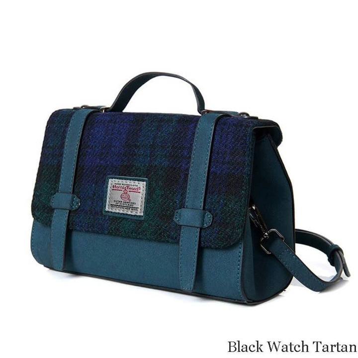 Islander Harris Tweed Satchel Bag Black Watch Tartan Scottishwebstore.com