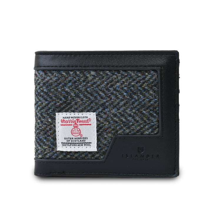 ISL-4589BLGHBM00 BLACK and GREY HERRINGOBNE Colour Islander Harris Tweed Men’s Wallet 