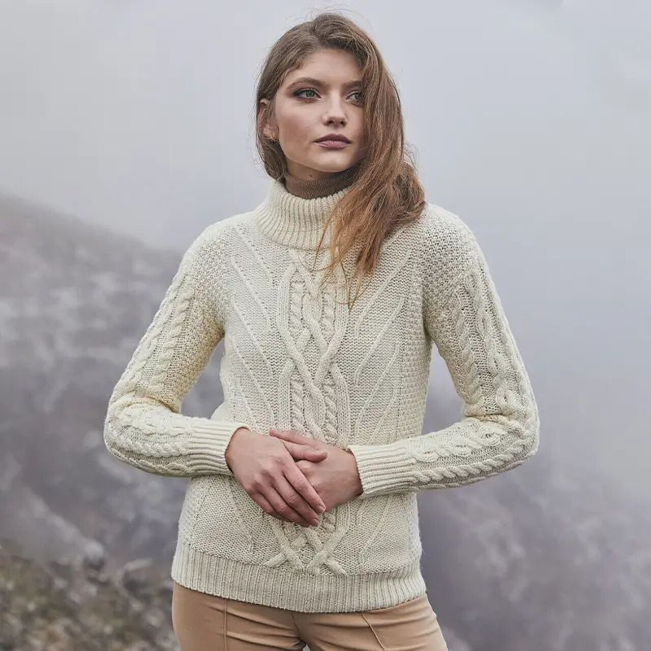 Women’s Funnel Neck Aran Sweaters