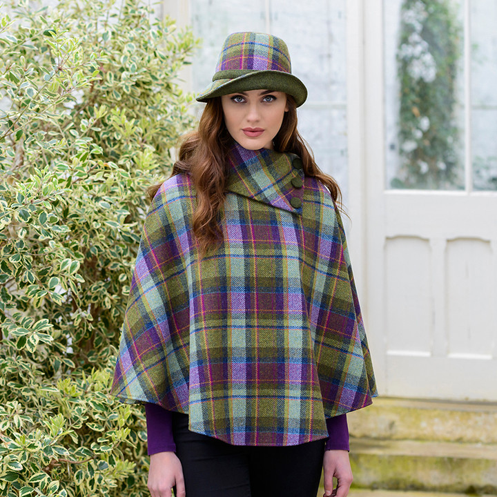 100-Wool-Tweed-Walking-Cape-in